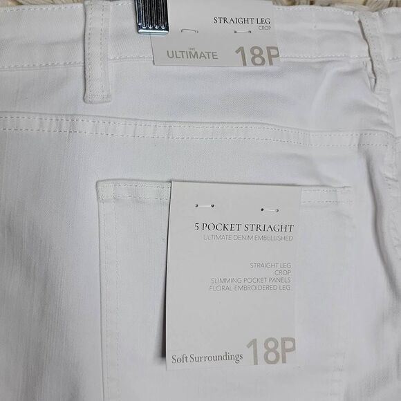 Soft Surroundings Embellished Floral 5 Pocket Straight Leg Crop Jeans 18 Petitie - Picture 9 of 13